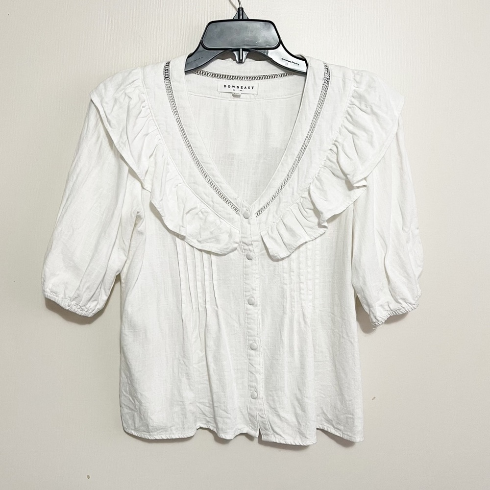 Downeast Linen Ruffle Blouse M